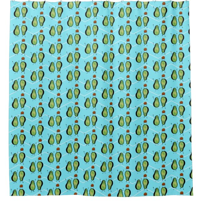 Avocado funny cheering handstand green pit shower curtain (Front)