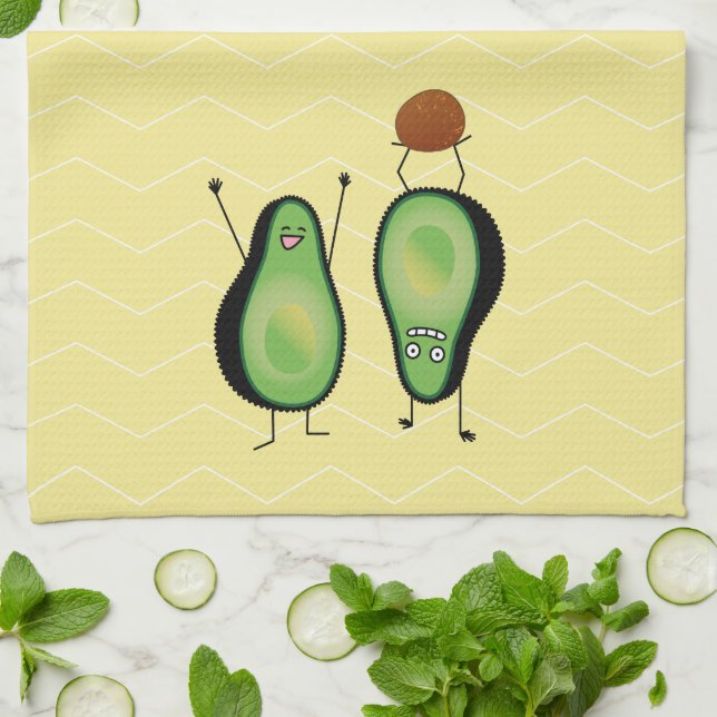 Avocado funny cheering handstand green pit tea towel (Folded)