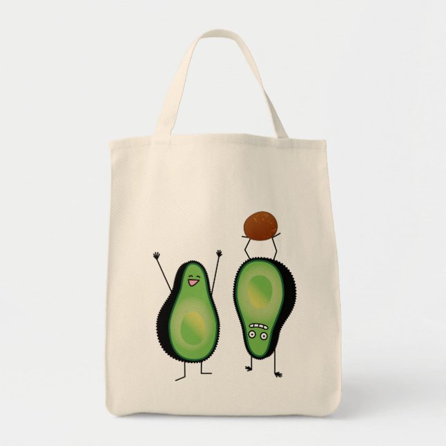 Avocado funny cheering handstand green pit tote bag (Front)