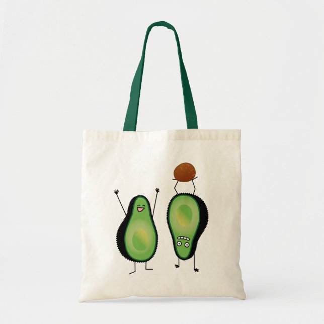 Avocado funny cheering handstand green pit tote bag (Front)