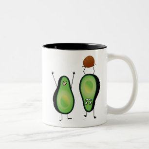 Avocado funny cheering handstand green pit Two-Tone coffee mug