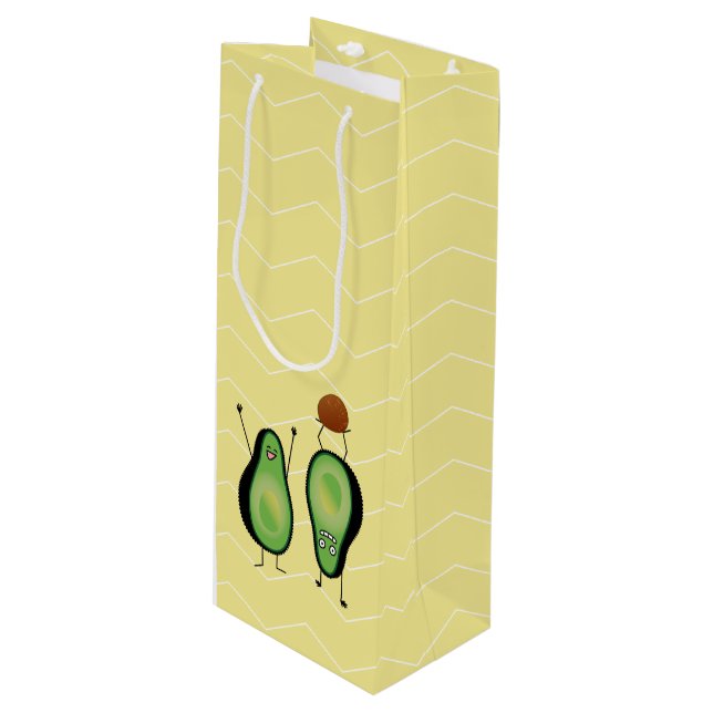 Avocado funny cheering handstand green pit wine gift bag (Front Angled)