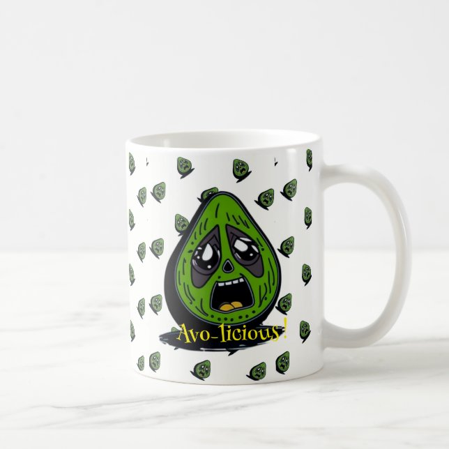 Avocado funny face invitation coffee mug (Right)