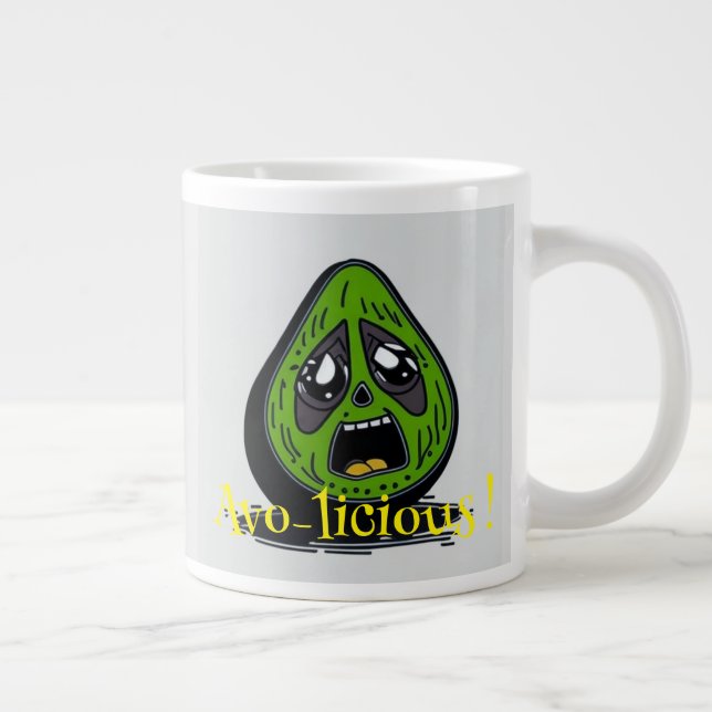Avocado funny face invitation large coffee mug (Right)