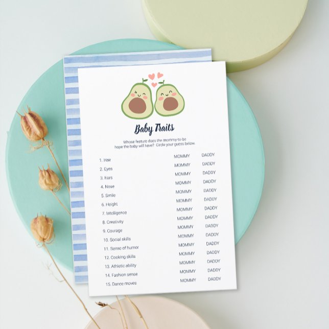 Avocado Gender Neutral Baby Shower Baby Traits (Avocado Gender Neutral Baby Shower Baby Traits)