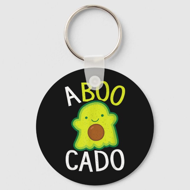 Avocado Ghost Halloween Funny Avocado Key Ring (Front)