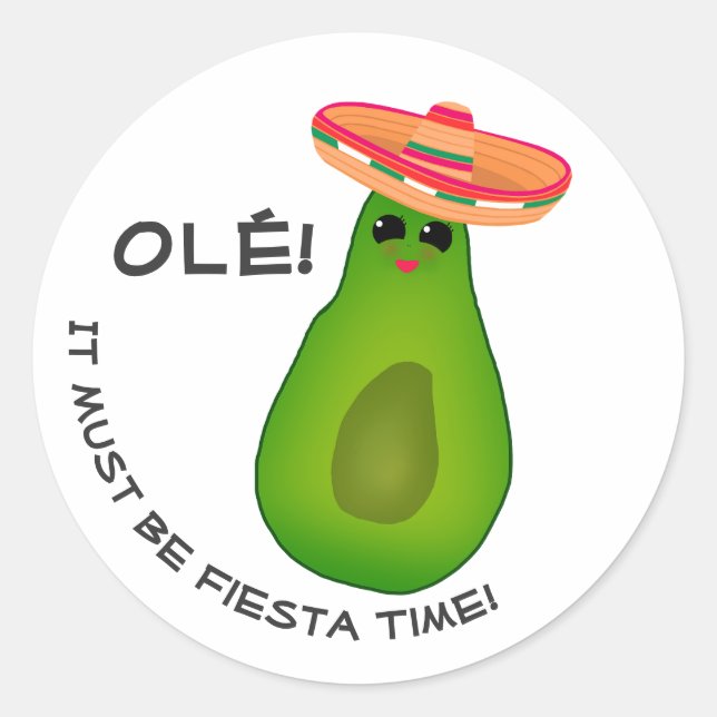 Avocado Girl and Sombrero Classic Round Sticker (Front)