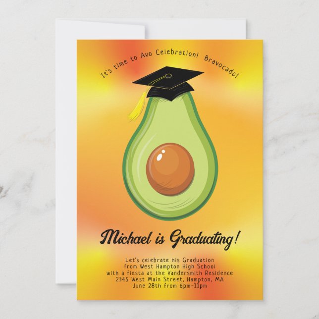 Avocado Graduation Party Invitation Fiesta (Front)