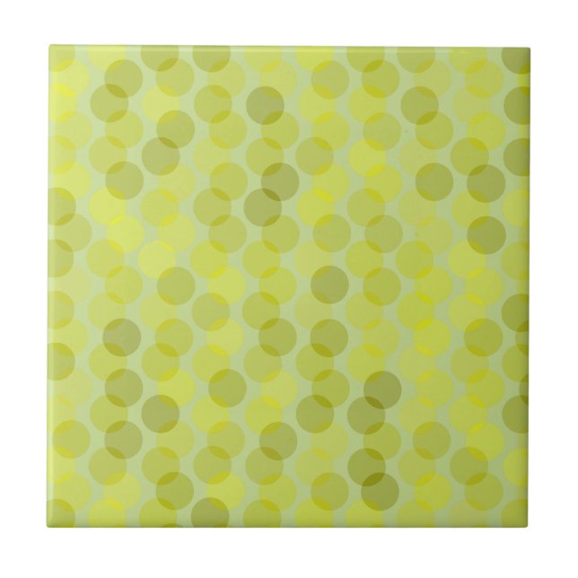 Avocado green and yellow dots ceramic tile (Front)