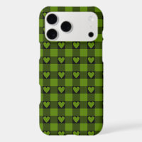 Avocado Green Black Buffalo Heart Plaid Phone Case