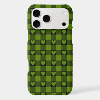 Avocado Green Black Buffalo Heart Plaid Phone Case