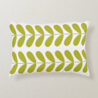 Avocado Green Buds Midcentury Decorative Pillow