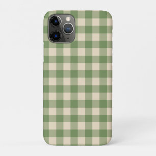 Avocado Green Cottagecore Gingham Check Plaid iPhone 11 Pro Case