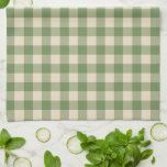 Avocado Green Cottagecore Gingham Check Plaid Tea Towel<br><div class="desc">Modern spring picnic trend,  with gingham plaid tartan pattern in avocado green and cream colours.</div>