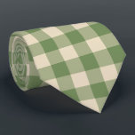 Avocado Green Cottagecore Gingham Check Plaid Tie<br><div class="desc">Modern spring picnic trend,  with gingham plaid tartan pattern in avocado green and cream colours.</div>