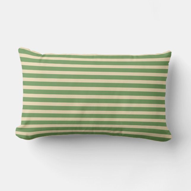 Avocado Green Cream Stripe Indoor Lumbar Pillow (Front)