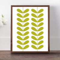 Avocado Green Flower Buds Mid Century Modern