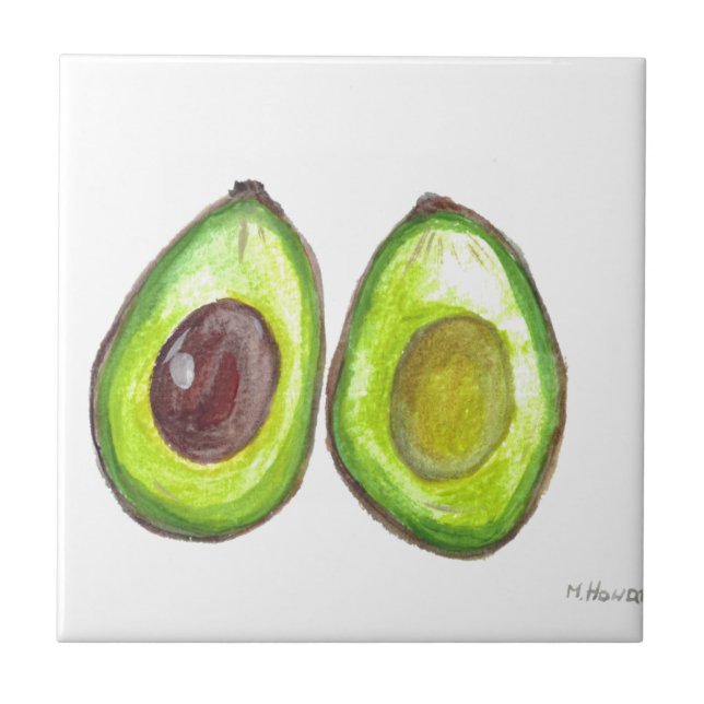 Avocado green fruit vegetable kitchen decor ceramic tile (Front)