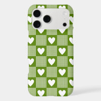 Avocado Green Gingham Heart Plaid Phone Case