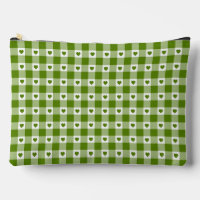 Avocado Green Heart Plaid Gingham Retro Color
