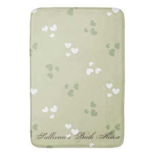 Avocado Green Love Hearts Bath Mat
