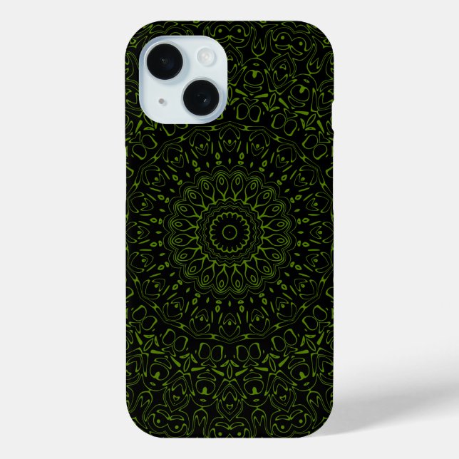 Avocado Green Mandala with Geometric Symmetry Case-Mate iPhone Case (Back)
