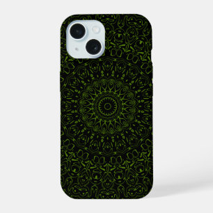 Avocado Green Mandala with Geometric Symmetry iPhone 15 Case