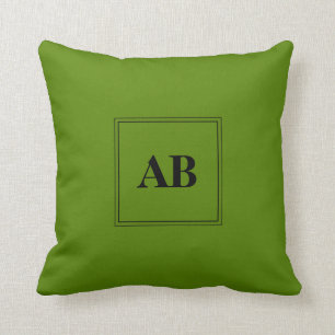 Avocado green monogram design cushion