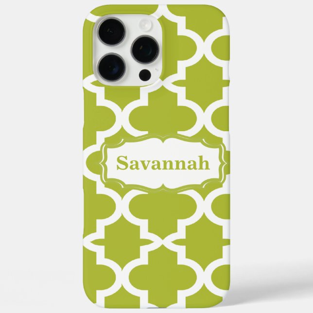 Avocado Green Moroccan Tile Personalised iPhone Case-Mate iPhone Case (Back)