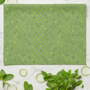 avocado green, moss green and cucumber polka dots tea towel