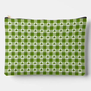 Avocado Green Plaid Shamrock Clover Retro Color Accessory Pouch