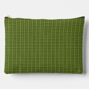 Avocado Green Plaid Windowpane Pattern Retro Accessory Pouch