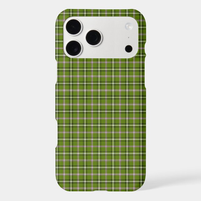 Avocado Green Plaid Windowpane Retro iPhone Case (Back)