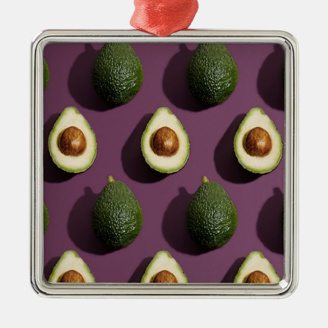 Avocado Green Purple Metal Ornament (Front)
