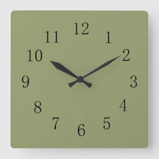 Avocado Green Square Wall Clock