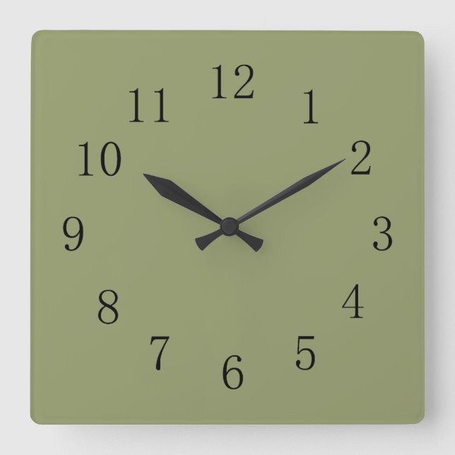 Avocado Green Square Wall Clock (Front)