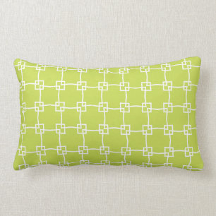 Avocado green trellis lumbar cushion
