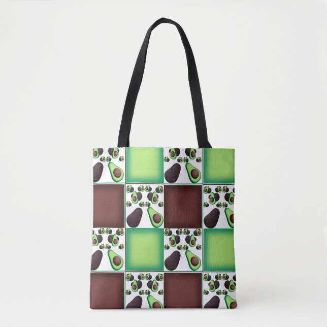 Avocado Grid Delight Tote Bag (Front)
