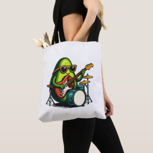 Avocado Guitarist Art Cool Fruit Band Tote Bag