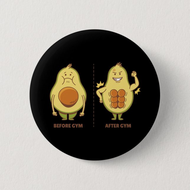 Avocado Gym Lover 6 Cm Round Badge (Front)