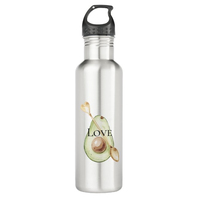 Avocado Heart Spoon Love 710 Ml Water Bottle (Front)