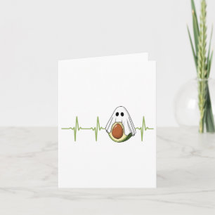 Avocado Heartbeat Halloween Ghost Boocado Vegan Me Card