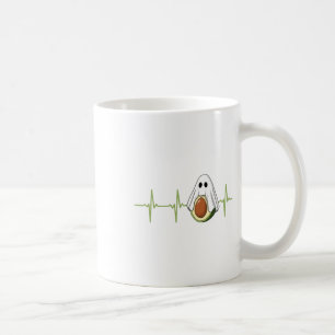 Avocado Heartbeat Halloween Ghost Boocado Vegan Me Coffee Mug
