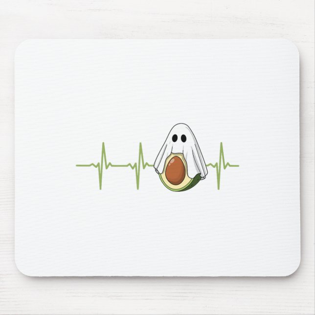 Avocado Heartbeat Halloween Ghost Boocado Vegan Me Mouse Pad (Front)