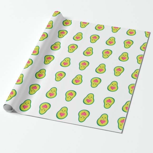 Avocado Hearts Trendy Wrapping Paper (Unrolled)