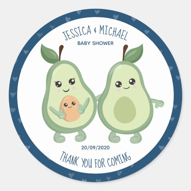 Avocado Holy Guacamole Baby Shower  Classic Round Sticker (Front)