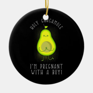 Avocado I Am Pregnant With A Boy Ceramic Ornament