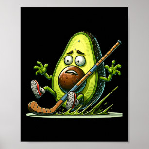 Avocado Ice Hockey Humor Cartoon Goalie Slip Poster