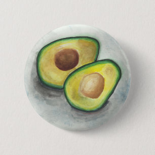 Avocado in Watercolor 6 Cm Round Badge