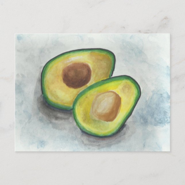 Avocado in Watercolor Postcard (Front)